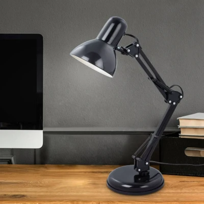 Abbildung von Briloner Leuchten Schreibtischlampe 7394 015, schwenkbar, Kabelschalter, ohne Leuchtmittel, Warmweiß, Tischlampe, 53x15,5cm, Schwarz, max.25W, E14, Leselampe, Schreibtisch