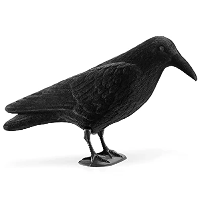 Abbildung von Navaris Dekofigur Vogelschreck Raben Attrappe 38 x 12,7 11cm Vogelscheuche (1 St), Vogelabwehr Balkon Garten Taubenabwehr Vogel Schreck