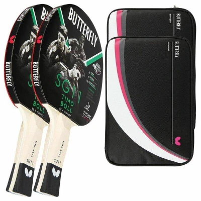 Abbildung von Butterfly 2x Timo Boll SG11 Tischtennisschläger + Hülle Drive Case II