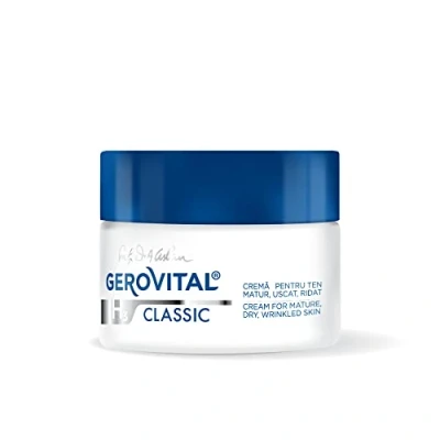 Abbildung von Intensiv feuchtigkeitsspendende Anti Falten Gesichtscreme mit Hyaluronsäure und Vitamin E, Ageing Effekt, Aufbaupotenzial, für trockene, faltige Haut, 50 ml, Gerovital H3 Classic