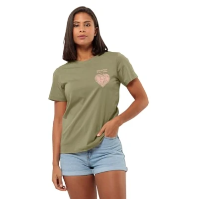 Abbildung von Jack Wolfskin Discover Heart Sport Tshirt, Damen, Größe: XS, Bay leaf