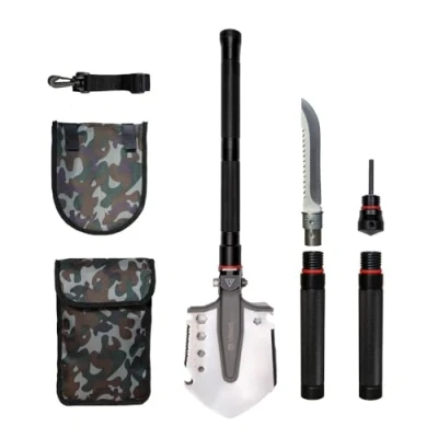 Abbildung von Dönges Spaten Multifunktionaler Klappspaten All in One, Camouflage Tasche