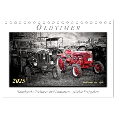 Abbildung von Oldtimer nostalgische Traktoren und Lastwagen (Tischkalender 2025 DIN A5 quer), CALVENDO Monatskalender