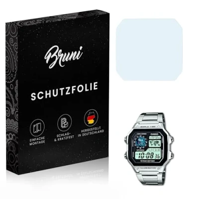 Abbildung von Bruni Schutzfolie kompatibel mit Casio AE 1200WHD 1AVEF Folie, glasklare Displayschutzfolie (2X)