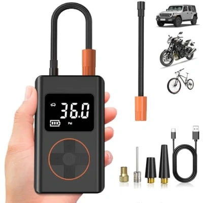 Abbildung von WYRIAZA Elektrische Luftpumpe 10000mAh Akku Kompressor 150PSI Elektrisch Fahrradpumpe Auto Fahrrad Luftkompressor Mini Autoreifen Pumpe