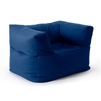 Abbildung von Lumaland Sitzsack Lounge Modular Sessel Einfach erweiterbares &amp; leichtes Sofa Waschbare Wasserfeste Sitzmöbel für Innenräume Garten Indoor Outdoor Sitz Garnitur 96x72x70 cm [Dunkelblau]