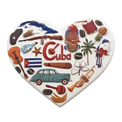 Abbildung von 3D Kuba Kühlschrankmagnet in Herzform, Touristen Souvenirs, Kunstharz, magnetische Aufkleber, Kühlschrankmagnet, Dekoration für Zuhause und Küche, aus China (Kuba)