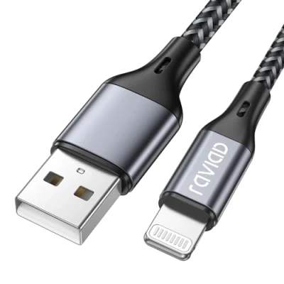 Abbildung von RAVIAD iPhone Ladekabel, Lightning Kabel 1.2M [MFi Zertifiziert] Nylon Schnell Ladekabel für 14 13 12 11 Pro Max Mini XS XR X 8 7 Plus 6 6s 5S SE 2020 Grau