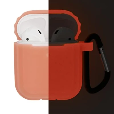 Abbildung von kwmobile Hülle kompatibel mit Apple Airpods 1 &amp; 2 Kopfhörer Silikon Schutzhülle Case Cover leuchtet im Dunkeln Altrosa