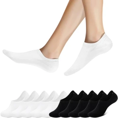 Abbildung von Falechay Sneaker Socken Damen Herren Füßlinge Unsichtbare 10 Paar Schwarz, Weiß 35 38