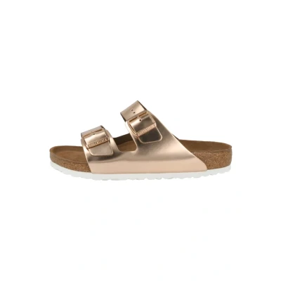 Abbildung von Birkenstock Classic Damen Arizona Leder Softfootbed Pantoletten, Braun (Metallic Copper), 36 EU