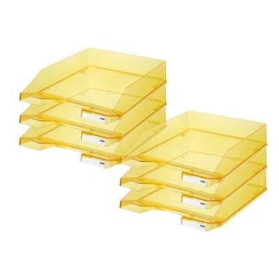 Abbildung von HAN Briefablage Klassik TRANSPARENT, 6 STÜCK Dokumentenablage, Briefkorb, Briefhalter, Papierablage, bis Format A4/C4, 1026 X 25, transparent gelb