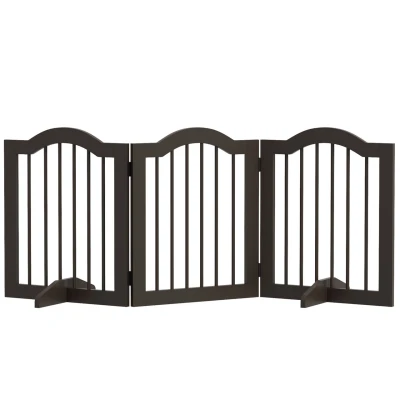 Abbildung von PawHut Hundegitter faltbar, 3 teilig mit zwei Stützfüßen, Hundeabsperrgitter (Absperrgitter, St., Türschutzgitter), Indoor, kaffee 154,5 x 29,5 61 cm