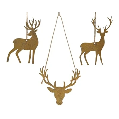 Abbildung von Kaemingk Christbaumschmuck, Christbaumschmuck Metall 11,5cm Hirsch Figur 1 Stück sortiert Gold