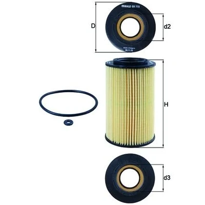 Abbildung von MAHLE ORIGINAL OX 773D Ölfilter Filtereinsatz OPEL: Vivaro A Kastenwagen, FORD: Focus 2 Limousine, HYUNDAI: Sonata V, ix55, Grandeur