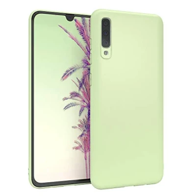 Abbildung von EAZY CASE Handyhülle Silikon mit Kameraschutz kompatibel Samsung Galaxy A70 in Pastell Grün, Ultra dünn, Slimcover, Silikonhülle, Hülle, Softcase, Backcover