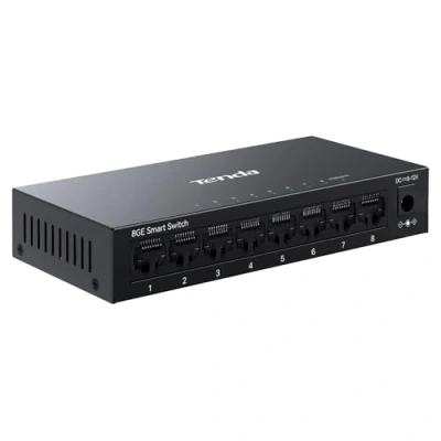 Abbildung von Tenda TEG208E Managed Switch 8 Port Gigabit Netzwerk LAN (IGMP Snooping, QoS, VLAN, Lüfterlos, Metallgehäuse) Schwarz