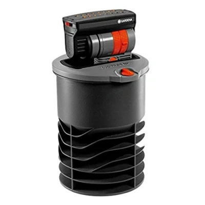 Abbildung von Gardena Sprinklersystem Versenk Viereckregner OS 140: Bewässerungssystem für quadratische und rechteckige Flächen bis max 140 qm, Reichweite 15 m, ebenerdig montiertbar (8220 29) aus Kunststoff