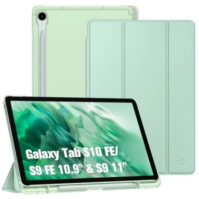 Abbildung von Fintie Hülle für Samsung Galaxy Tab S9 FE 10.9 Zoll/Tablet 11 Zoll 2023 mit Stifthalter, Ultradünn Schutzhülle Translucent Rückseite Cover und Auto Schlaf/Wach Funktion, Mint