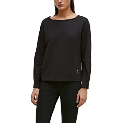 Abbildung von comma casual identity Longsleeve MIT Labelpatch Langarmshirt, Damen, Größe: 40, Schwarz