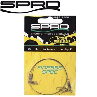 Abbildung von Spro Pike Fighter Finesse Spec 7x7 2 Stahlvorfächer zum Spinnfischen, Spinnvorfächer, Hechtvorfach Spinnangeln, Länge/Tragkraft:40cm 20lbs 9.1kg