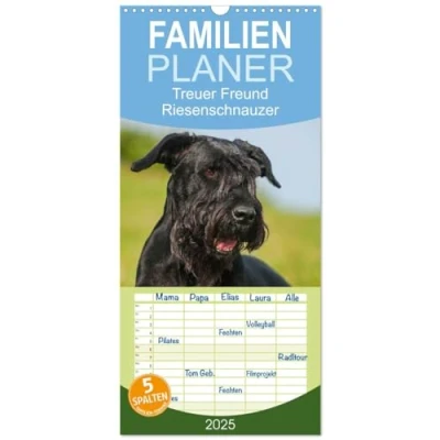 Abbildung von Familienplaner 2025 Treuer Freund Riesenschnauzer mit 5 Spalten (Wandkalender, 21 cm x 45 cm), CALVENDO