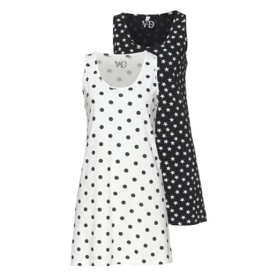Abbildung von Lascana 2 PACK Unterhemd/shirt, Damen, Größe: 36/38, weiß schwarz gepunktet gemustert