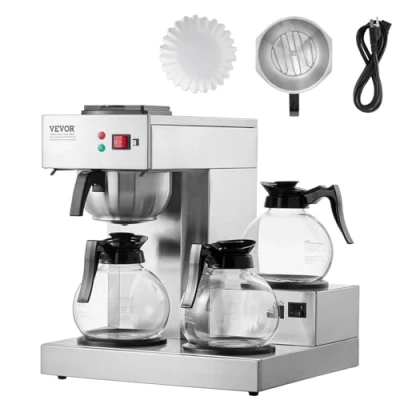 Abbildung von VEVOR Kommerzielle Filterkaffeemaschine Kaffeemaschine 3 Glaskaraffen Edelstahl