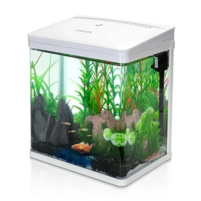 Abbildung von Nobleza Nano Fischtank Aquarium mit LED Leuchten &amp; Filtersystem, tropischeAquarien, 14 Liter, Weiß