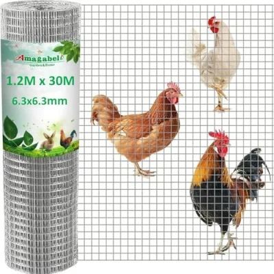 Abbildung von Amagabeli 1.2m X 30m Hasendraht Volierendraht 6.35mm 0.61mm Feinmaschig Wühlmausgitter Für Hochbeet Zaun Hühnerdraht Maschendrahtzaun Kaninchendraht Verzinkt Drahtgitter Feuerverzinkt