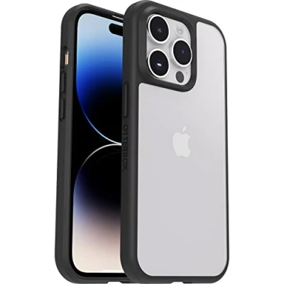 Abbildung von OtterBox Sleek Hülle für iPhone 14 Pro, stoßfest, sturzsicher, ultraschlank, schützende Hülle, Getestet nach Militärstandard,Transparent/Schwarz, Keine Einzelhandelsverpackung