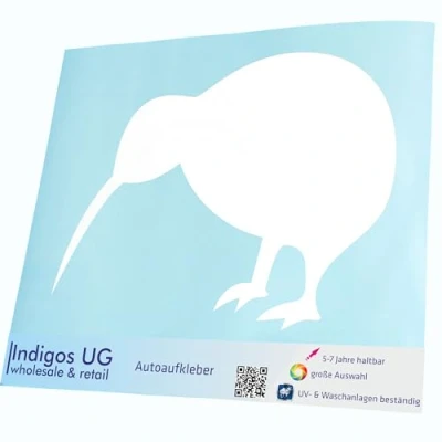 Abbildung von INDIGOS UG Aufkleber Autoaufkleber JDM Die Cut Auto 160x120 mm Kiwi Neuseeland weiß Heckscheibe Heckscheibenaufkleber Sticker Tuning