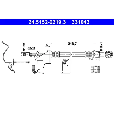 Abbildung von ATE 24.5152 0219.3 Bremsschläuche 230 M10x1 OPEL: Astra H GTC, Schrägheck, Kastenwagen
