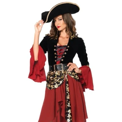 Abbildung von LEG AVENUE 85214 Cruel Seas Captain Kostüm Set, 2 teilig, Größe M, schwarz/burgundy
