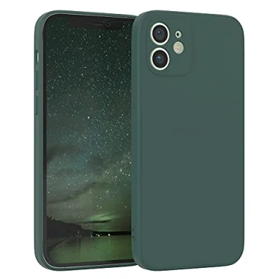 Abbildung von EAZY Case Silikonhülle für iPhone 12 Hülle Silikon Grün weich stoßfeste Handyhülle Schutzhülle mit Kameraschutz Dünn Premium Schutz Cover TPU Phone Bumper in Piniengrün