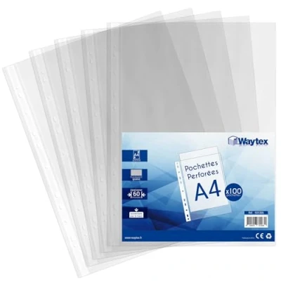 Abbildung von WAYTEX Dokumententasche A4, transparent genarbt, 60 Mikron, 100 Stück