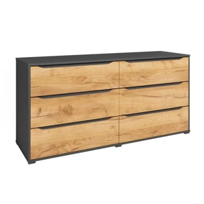 Abbildung von Vicco Kommode Ruben, Anthrazit/Goldkraft Eiche, 160 x 78 cm