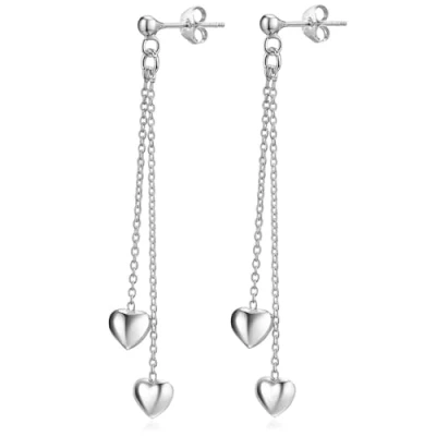 Abbildung von Materia Paar Ohrhänger Damen Silber Pendel Herzen lang 55mm SO 248, 925 Sterling