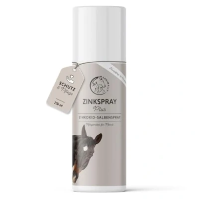 Abbildung von Annimally Zinkspray für Pferde 200ml Atmungsaktive Wundabdeckung mit Zinkoxid, Lanolin &amp; Allantoin um Abdecken von Wunden Schutz vor Keimen Pflege bei Ekzemen