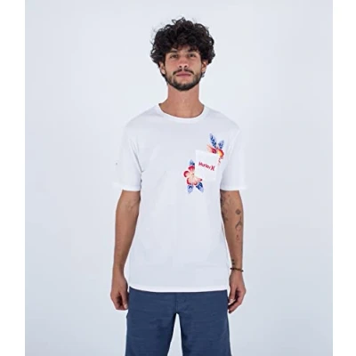 Abbildung von Hurley EVD Halekulani PKT SS Tshirt print, Herren, Größe: Small, White