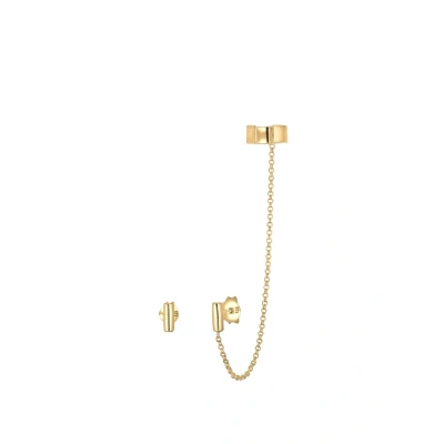 Abbildung von Elli Ohrringe Damen Earcuff Asymmetrisch Minimal in 925 Sterling Silber Vergoldet