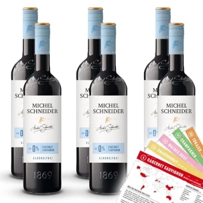 Abbildung von Michel Schneider Cabernet Sauvignon, alkoholfrei, sortenreines Weinpaket + VINOX Winecards (6x0,75l)