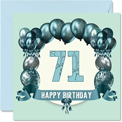 Abbildung von Lustige Geburtstagskarte zum 71. Geburtstag für Männer Geburtstagsballons Happy Birthday Karte Vater, Onkel, Oma, Opa Tante, Großvater, Großmutter, Nanny, 145 mm x Grußkarten,