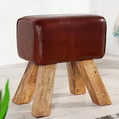 Abbildung von riess ambiente Sitzhocker TURNBOCK 40cm coffee / natur, mit Echtleder Bezug