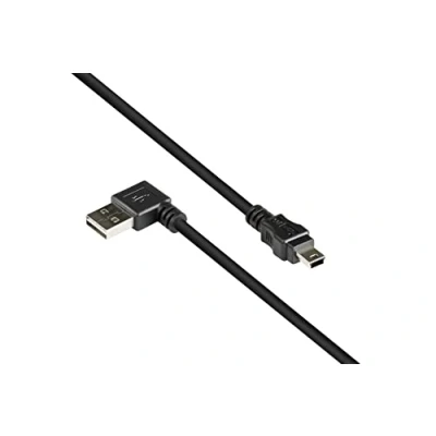 Abbildung von Good Connections Anschlusskabel USB 2.0 EASY Stecker A (beidseitig verwendbar, gewinkelt) an Mini B 5 pin Folien und Geflechtschirmung, Kupferadern (OFC) schwarz, 3 m