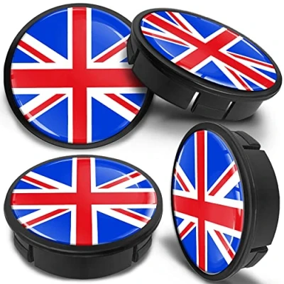 Abbildung von SkinoEu 4 x 60mm Universal UK Union Jack Flagge Fahne Alufelgen Nabenkappen Felgen Kappen Felgendeckel Radkappen Radnabendeckel Nabendeckel Felgenkappen CX 62