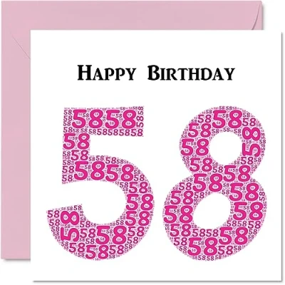 Abbildung von lustige Geburtstagskarte zum 58. Geburtstag für Frau Shapecloud Happy Birthday Karte Vater, Mutter, Großvater, Nanny, Oma, Onkel, Tante, Cousin, Freund, 145 mm x Grußkarten,