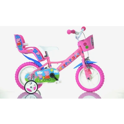 Abbildung von Dino Kinderfahrrad &quot;Peppa Wutz Pig 12 Zoll&quot;, 1 Gang, mit Stützrädern, Korb und Puppensitz