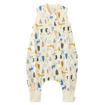 Abbildung von Duomiaomiao Schlafsack mit füßen, Sommerschlafsack füßen,100% Musselin Baby,Sommerschlafsack Baby 0.5 tog Doppelreißverschluss, schweißableitend und atmungsaktiv