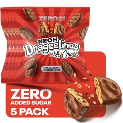 Abbildung von NEOH Drageelinos Schokoladenkekse von RAF Camora KEIN Zuckerzusatz &amp; frei Palmöl 1g Zucker 100 kcal pro Portion Keto freundlich, Low Carb, ballaststoffreich 5 Pack